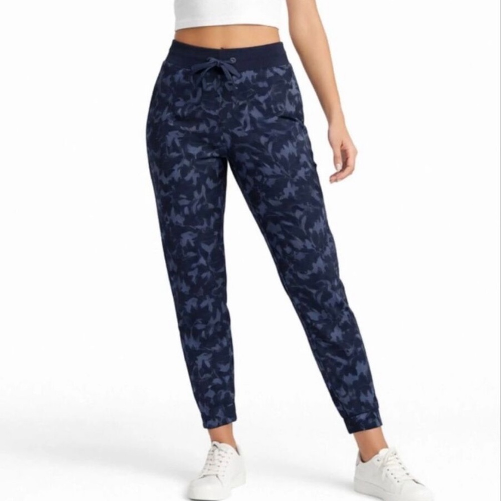 Athleta NEW Trekkie North Printed Jogger Pants Blue Size 12 UPF 50+ Lightweight